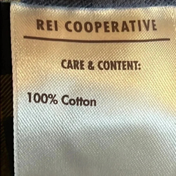 Mens large REI Cooperative Flannel‎ long sleeve button down blue yellow plaid - Picture 5 of 6